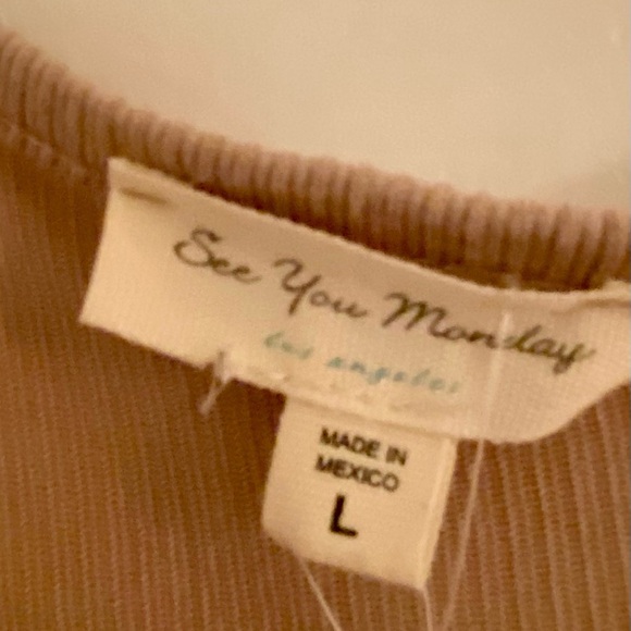 NWT See You Monday Tiered Fit Flare Dress Size Large Tan Knee Length - Picture 3 of 5